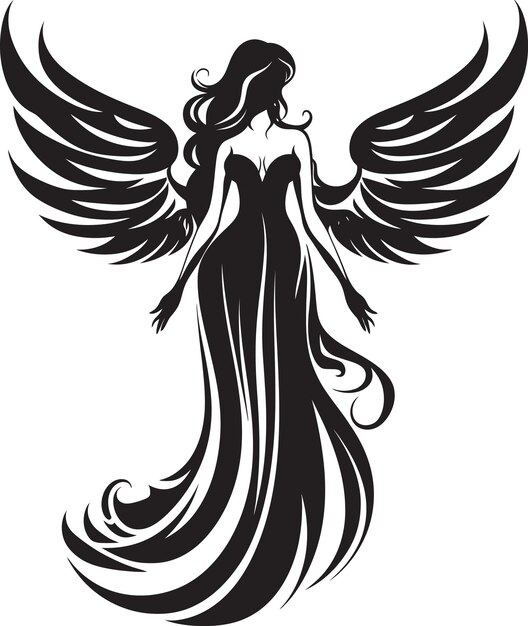 Vector radiant ethereal vector angel emblem angelic beauty black wings icon design