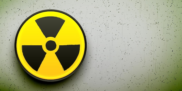 Radiation button on a grunge wall background Nuclear alert black and yellow vector icon