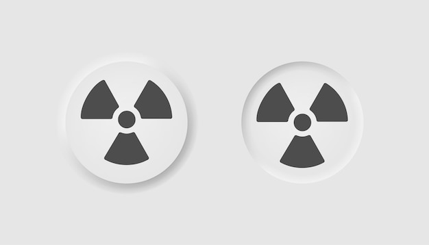 Radiation icon in neumorphism style Icons for business white UI UX Nuclear weapon symbol Radioactive atomic energy hazard nuke Neumorphic style Vector illustration