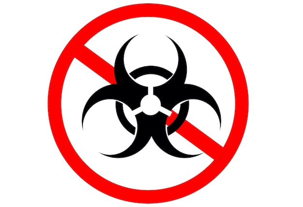 Vector radiation sign in a crossed out red circle prohibited