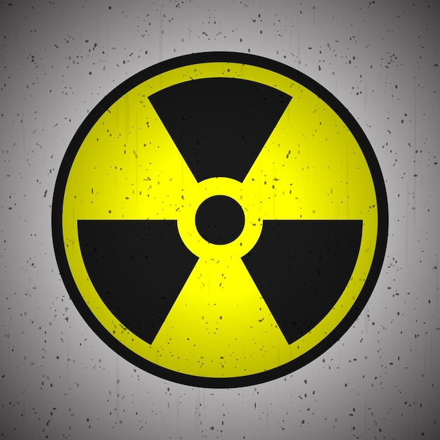 Vector radiation sign on a grunge wall background black and yellow radioactivity vector symbol