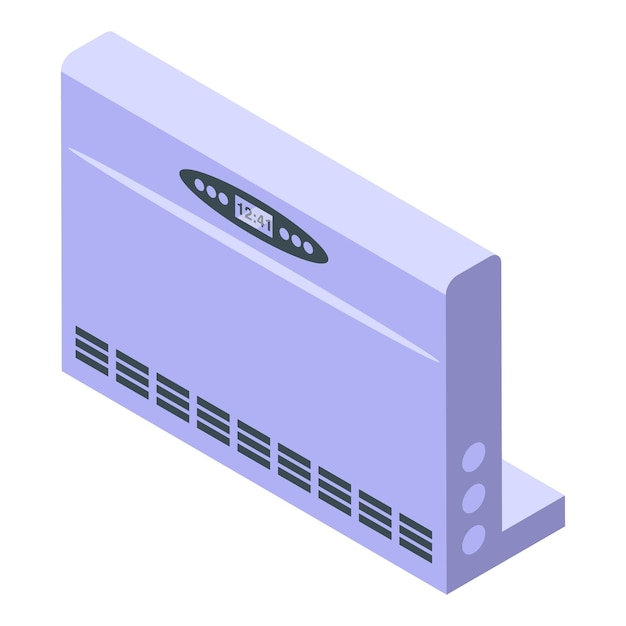 Vettore vettore isometrico dell'icona del radiatore energia in camera servizio climatico