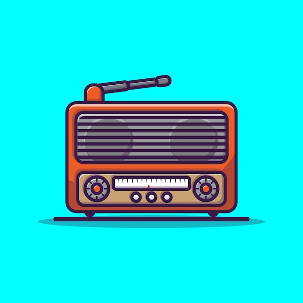 Radio cartoon vector pictogram illustratie technologie recreatie pictogram concept geïsoleerd