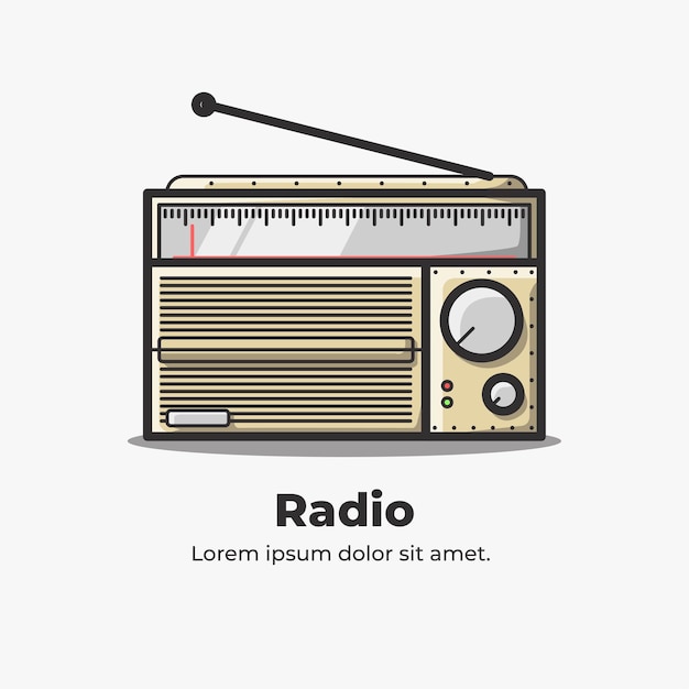 Radio cute flat cartoon illustration