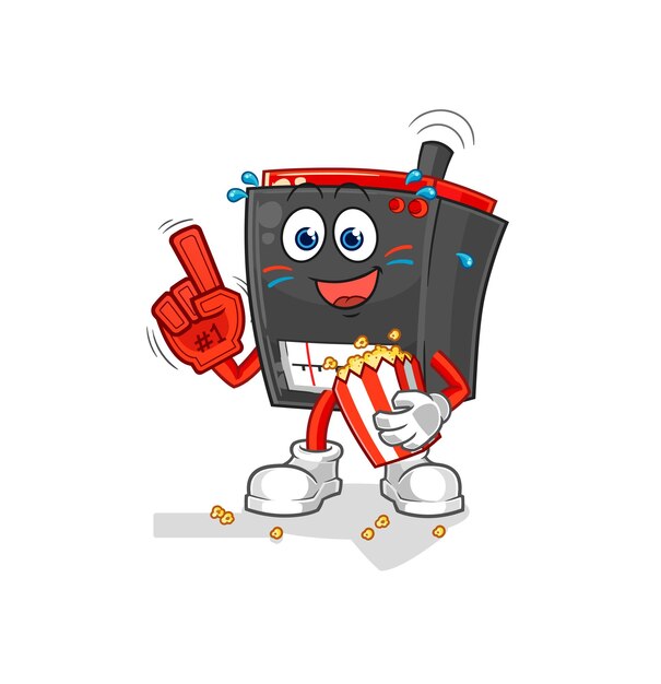 Radio fan with popcorn illustration character vector