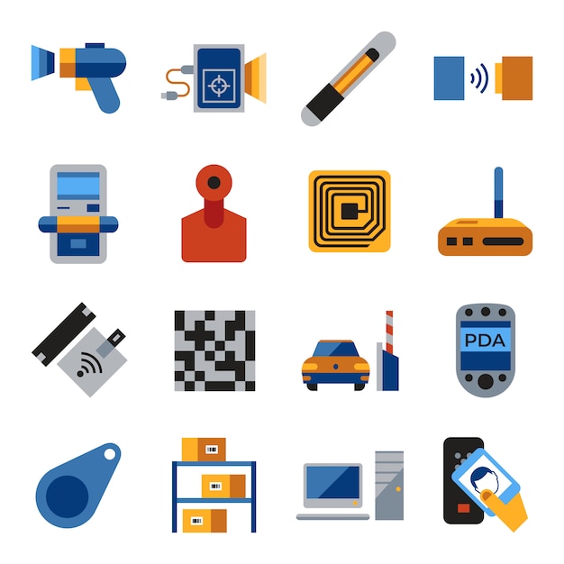 Radio frequency identification chip icons collection