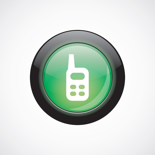 Vector radio glas teken pictogram groene glanzende knop. ui website knop