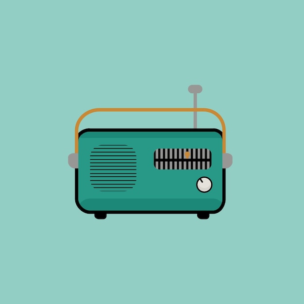 Radio icon illustration, flat cartoon style, radio vector design