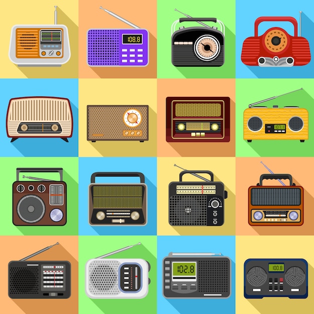 Vector radio icons set.