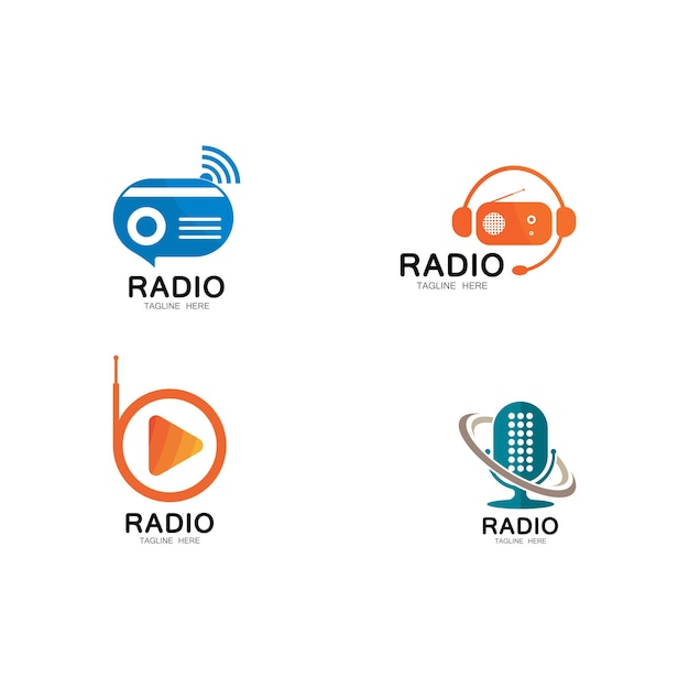 Radio logo template vector icon illustration