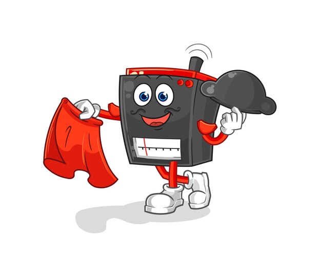 Radio matador met rode doek illustratie karakter vector