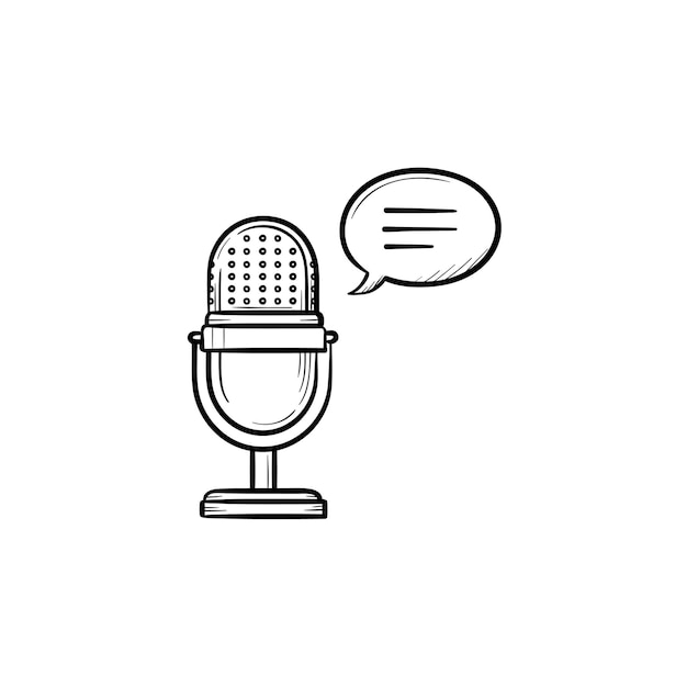 Radio microphone hand drawn outline doodle icon