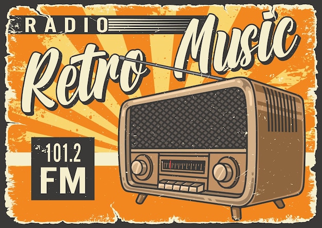 Radio muziek kleurrijke vintage poster