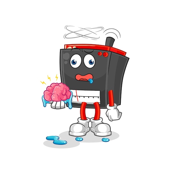 Radio no brain vector cartoon character