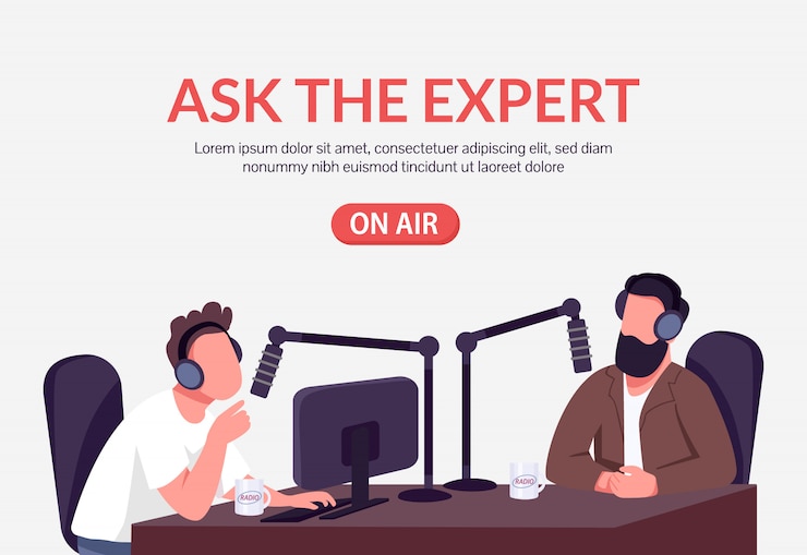 Vector radio podcast banner flat template