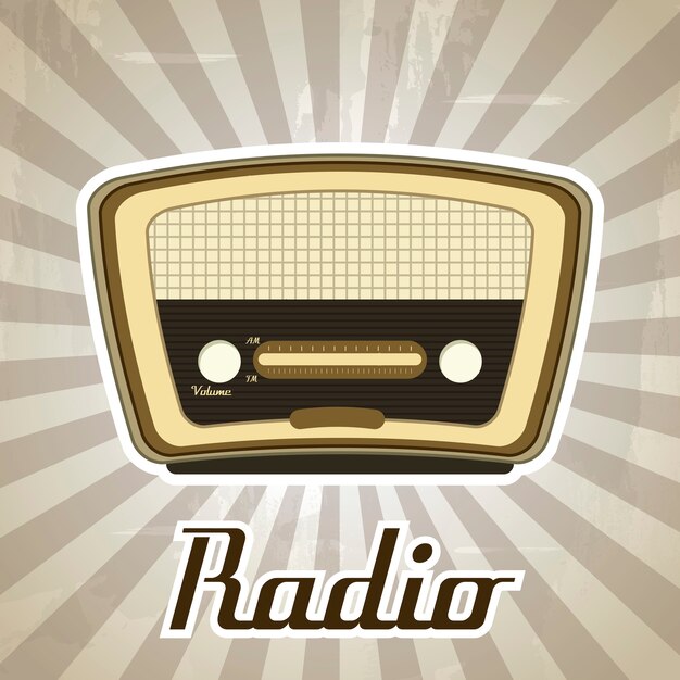 Radio retro over grunge achtergrond vectorillustratie