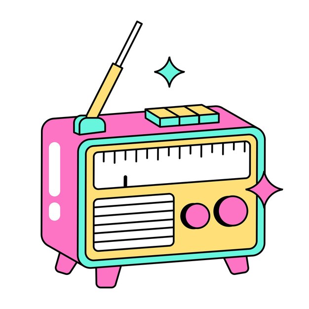 Vector radio retro sticker