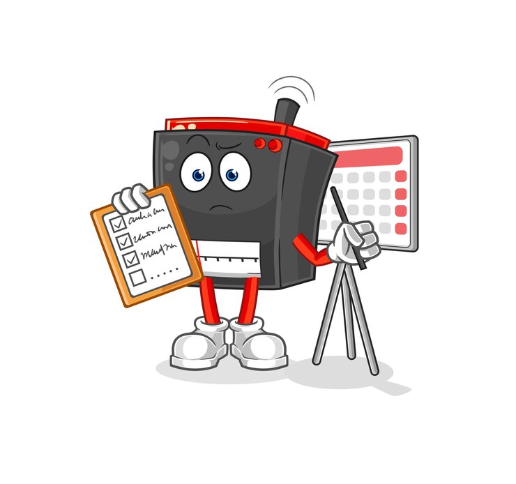 Vector radio schedule list vector cartoon character