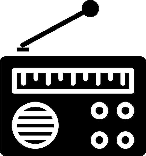 Radio solid and glyph vector illustration