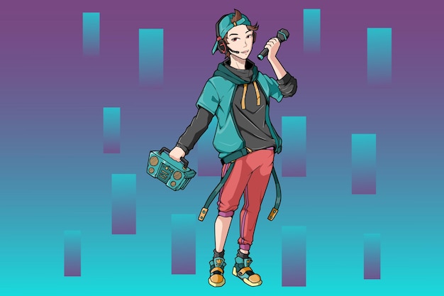 Vector radio street boy character design