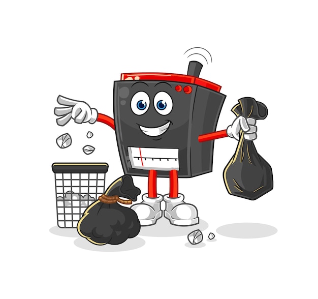 Radio Throw garbage mascot cartoon vector