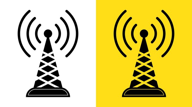 Icona del vettore dell'antenna della torre radio simbolo e illustrazione del segnale della stazione wireless