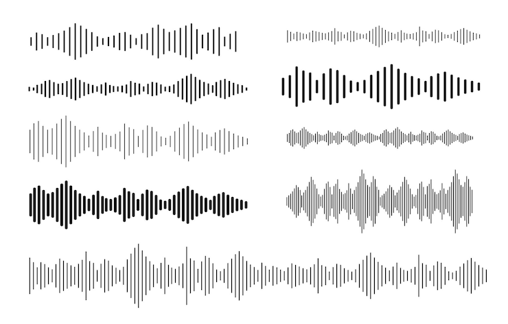 Vector ラジオ波のアイコン 音楽 音声周波数 音声波形 電子ラジオ信号の音量レベル