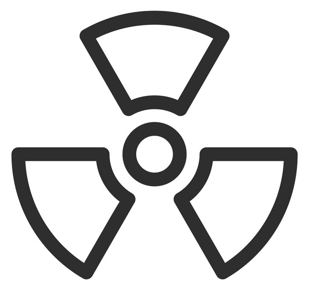 Vector radioactief gevaarsteken gevarensymbool beschermingsteken geïsoleerd op witte achtergrond