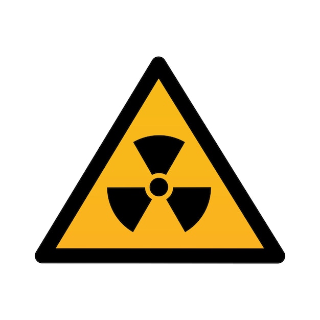 Contaminazione radioattiva nell'illustrazione vettoriale del design piatto del triangolo. segno di triangolo nero.