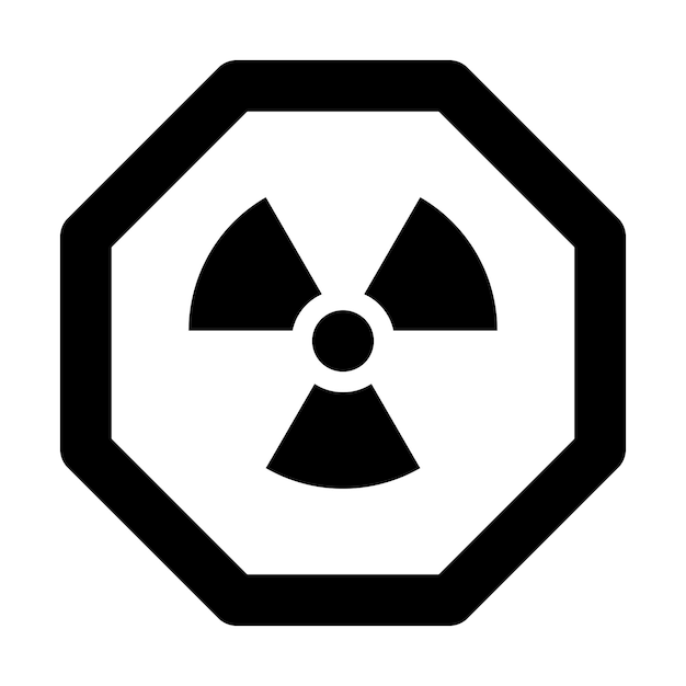 Vector radioactive octagone icon nuclear sign design isolated warning danger symbol