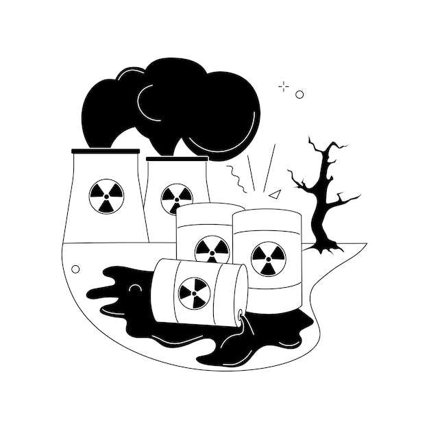 Radioactive pollution abstract concept vector illustration Radioactive hazardous waste toxic trash radiation hazard environmental problem dangerous products disposal abstract metaphor