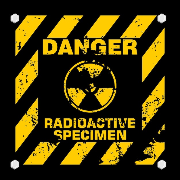 Radioactive specimen radiation risk sign vector