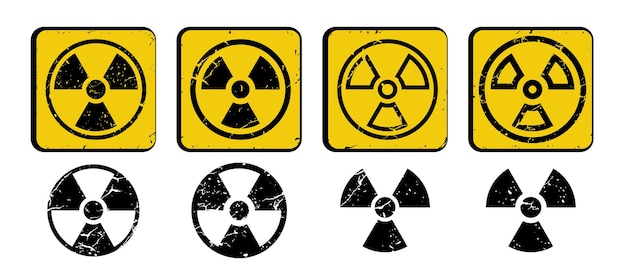 Vettore simbolo radioattivo segno concetto grunge pericolo segno nucleare energia verde ambiente di innovazione