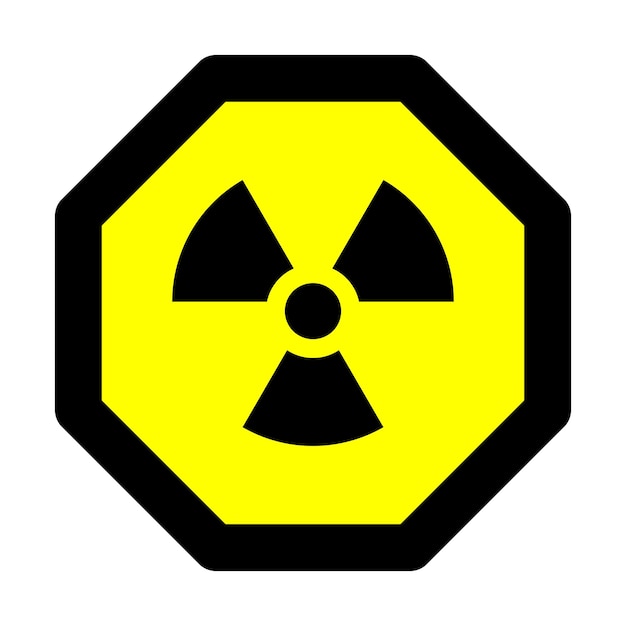 Vettore radioattivo giallo nero icona ottagonale segno nucleare disegno isolato simbolo di avvertimento pericolo
