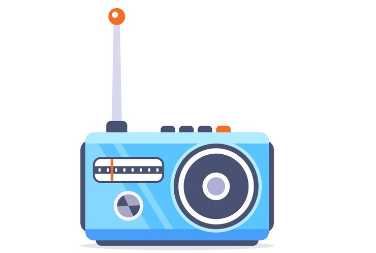 Vector radioapparaat om naar audio-uitzendingen te luisteren