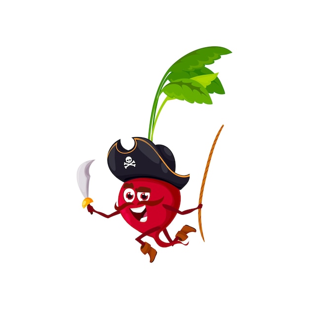 Vector radish pirate vegetable isolated beetroot emoticon