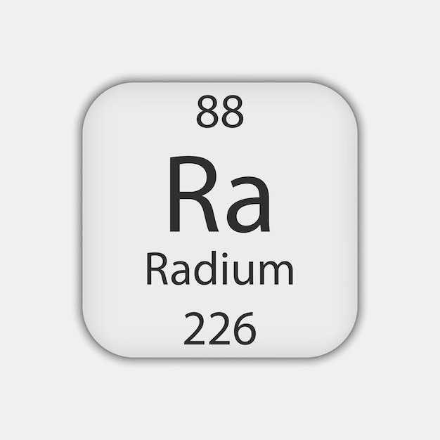 Radium symbol Chemical element of the periodic table Vector illustration