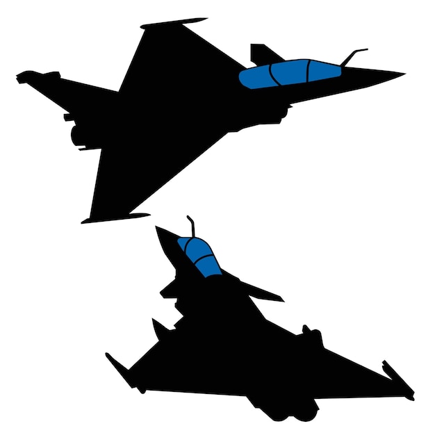 Vector rafale jet fighter silhouette set collection