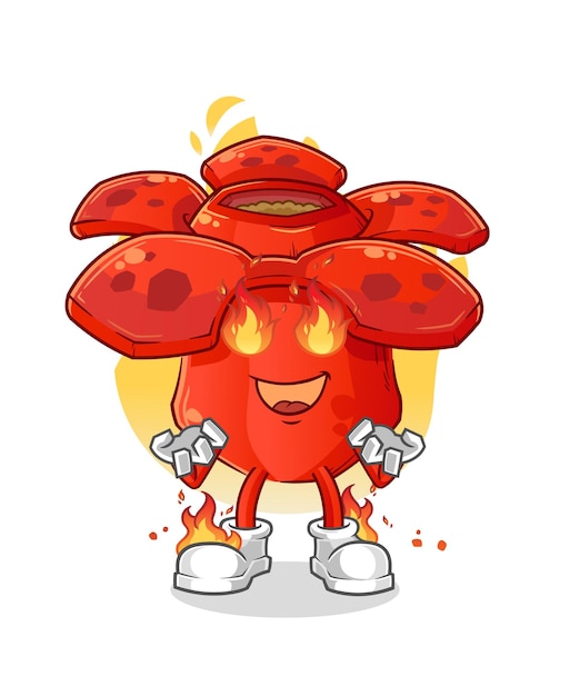 Rafflesia arnoldii on fire mascot cartoon vector