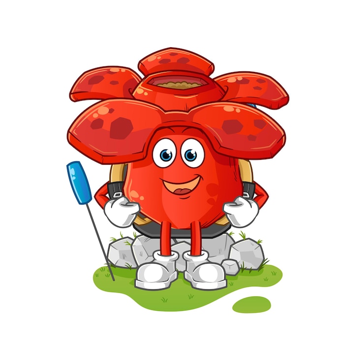 Vector rafflesia arnoldii go camping mascot. cartoon vector