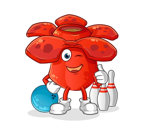 Vector rafflesia arnoldii play bowling illustration. character vector