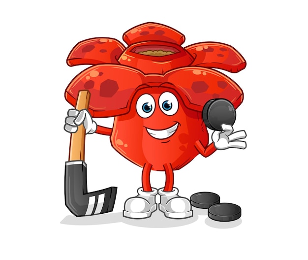 Rafflesia arnoldii playing hockey vector. cartoon character