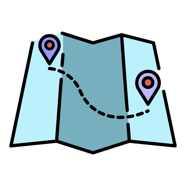 Raften kaart routepictogram Overzicht raften kaart route vector pictogram kleur plat geïsoleerd op wit