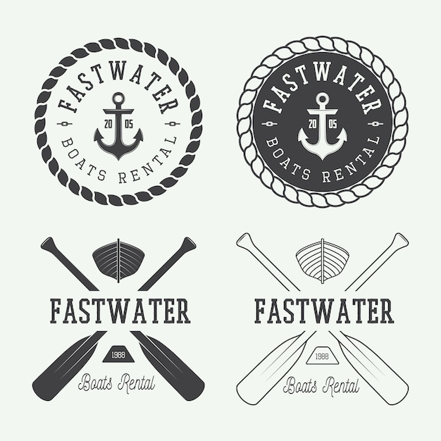 Vector rafting logo, labels