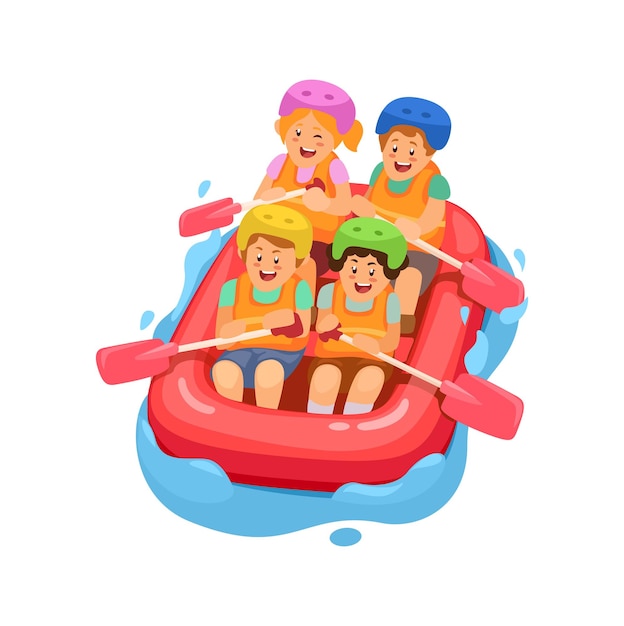 Vector rafting water sport cartoon illustratie vector