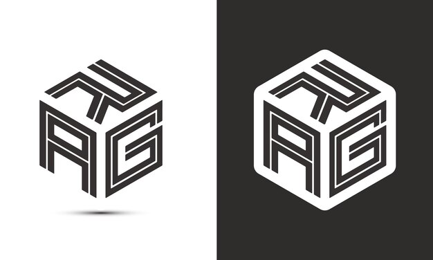 Vector rag letter logo design with illustrator cube logo vector logo modern alphabet font overlap style