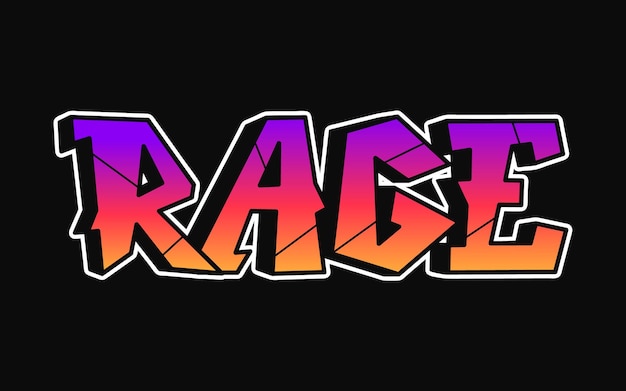 Rage woord graffiti stijl letters