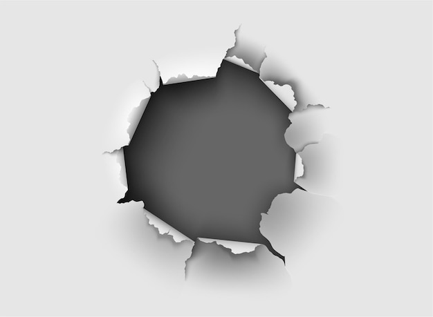 Vector ragged hole torn in ripped paper on background