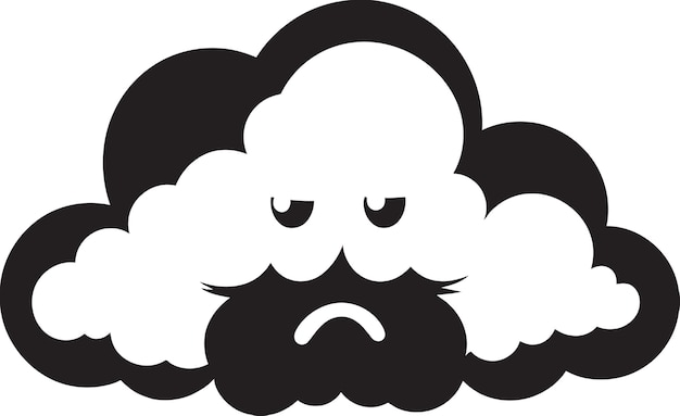 Vector raging fury black cartoon cloud design thunderous squall angry cloud logo