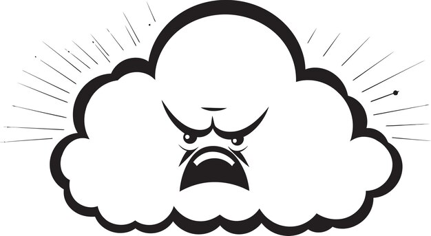 Vector raging thunderhead angry cloud emblem brooding tempest vector angry cloud icon